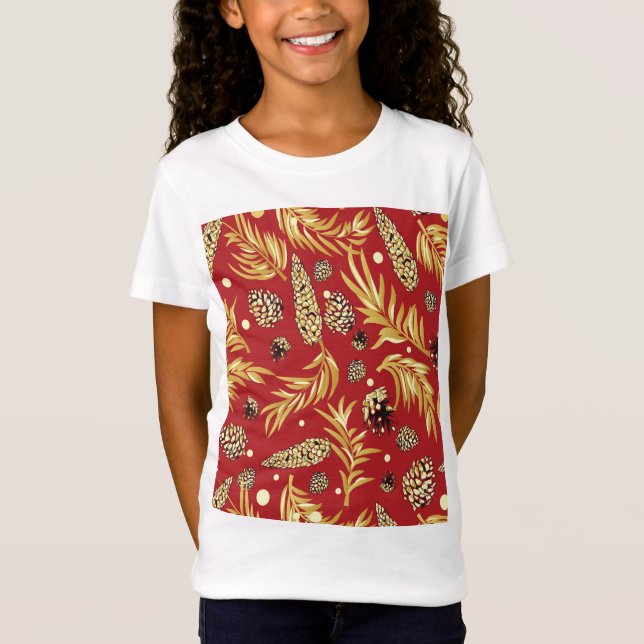 Christmas Pattern, Pine Snow 3 T-Shirt (Front)