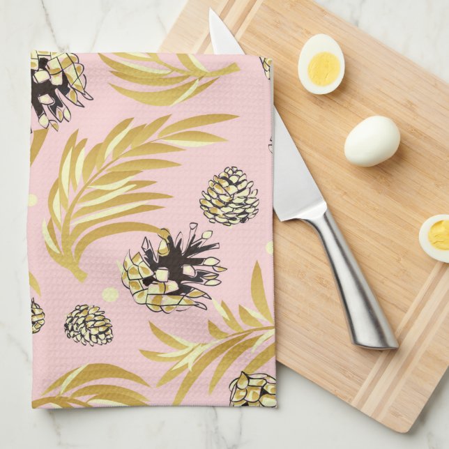 Christmas Pattern, Pine Snow 4 Kitchen Towel (Quarter Fold)