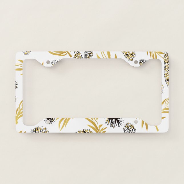 Christmas Pattern, Pine Snow 5 License Plate Frame (Front)