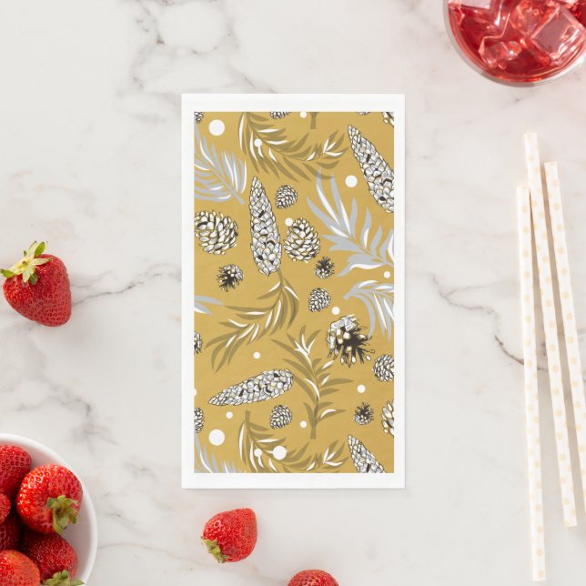 Christmas Pattern, Pine Snow 6 Paper Guest Towels (Insitu)