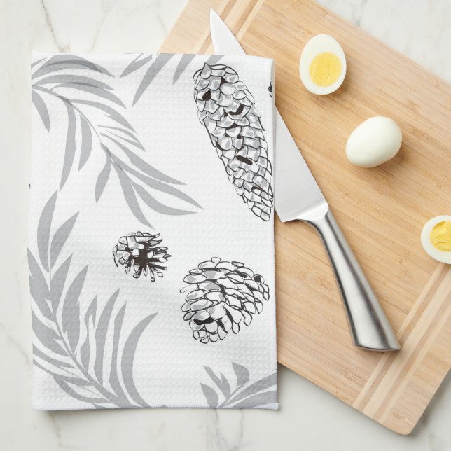Christmas Pattern, Pine Snow 7 Kitchen Towel (Quarter Fold)