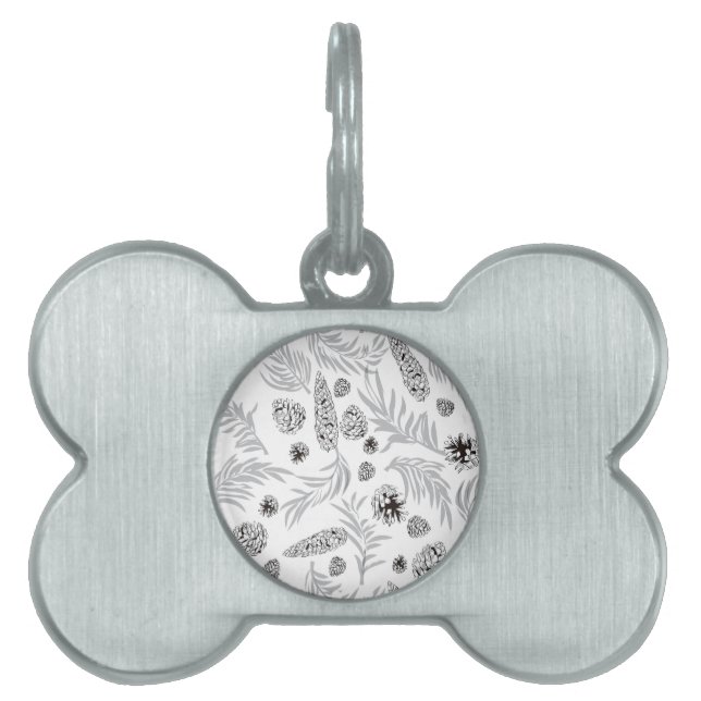 Christmas Pattern, Pine Snow 7 Pet ID Tag (Front)
