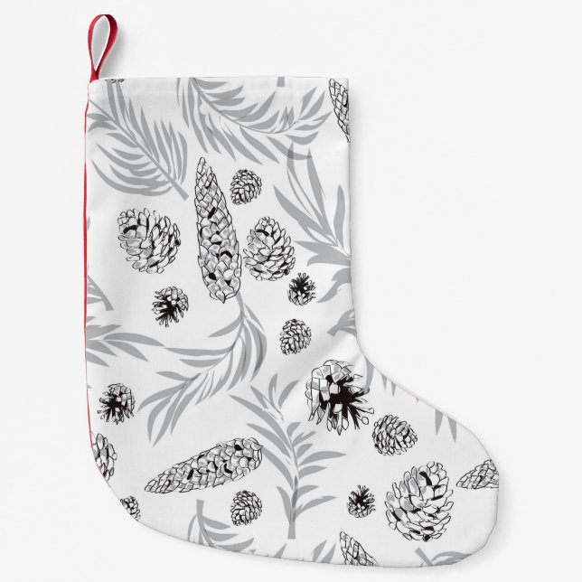 Christmas Pattern, Pine Snow 7 Small Christmas Stocking (Front)