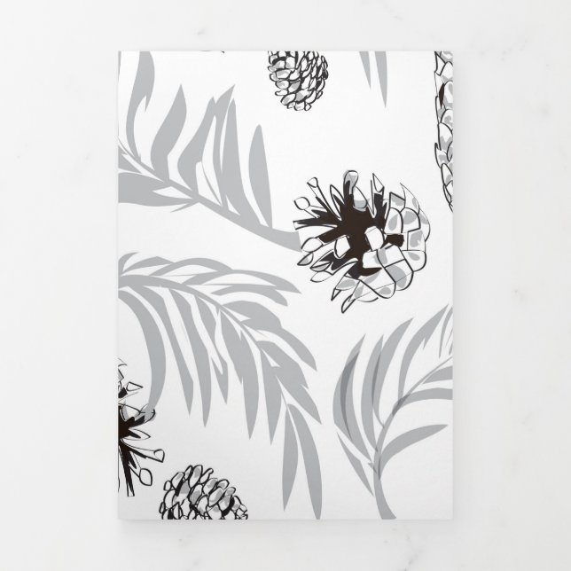 Christmas Pattern, Pine Snow 7 Tri-Fold Holiday Card (Cover)