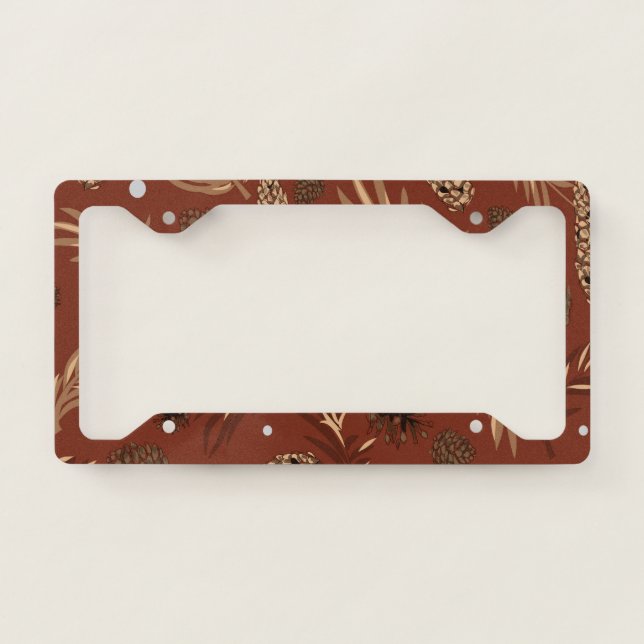 Christmas Pattern, Pine Snow 8 License Plate Frame (Front)