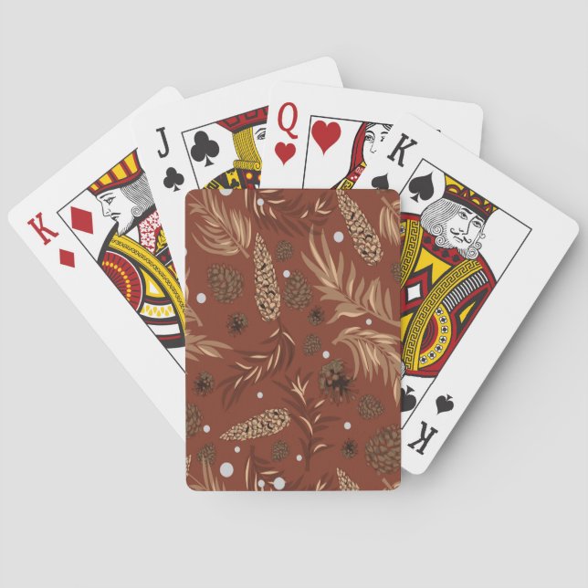 Christmas Pattern, Pine Snow 8 Poker Cards (Back)