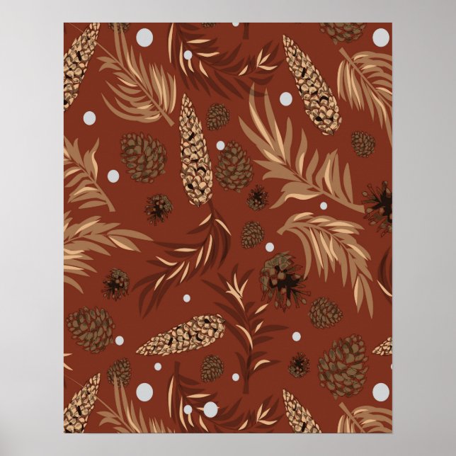 Christmas Pattern, Pine Snow 8 Poster (Front)