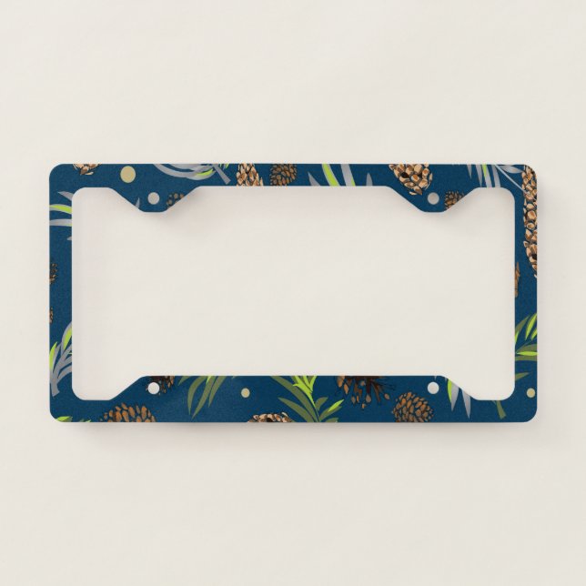 Christmas Pattern, Pine Snow 9 License Plate Frame (Front)