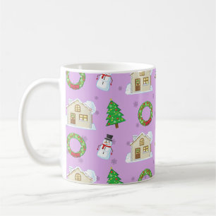 Christmas Pattern - Purple Background  Coffee Mug