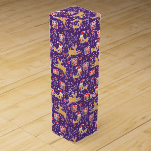 Christmas pattern purple bird & reindeer wine box