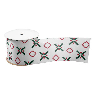 Christmas Pattern Red White and Green Satin Ribbon