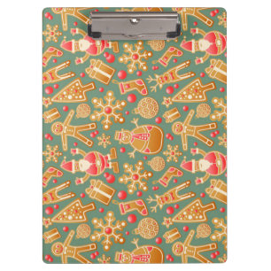 Christmas Pattern (Santa and Gingerbread) Clipboard