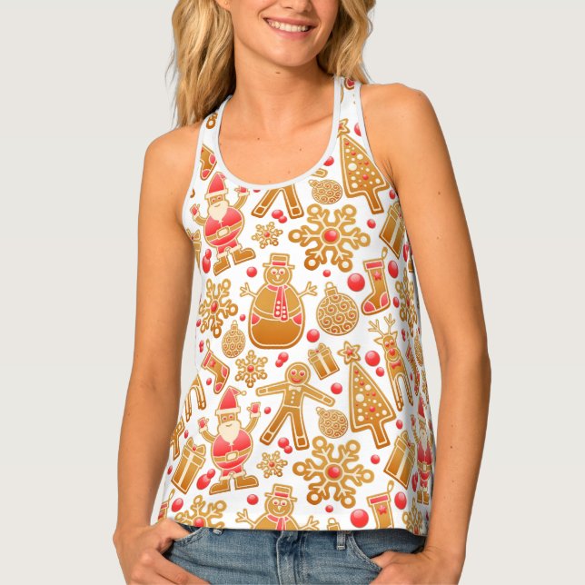 Christmas Pattern-Santa Claus Tree Rudolph Snowman Tank Top (Front)