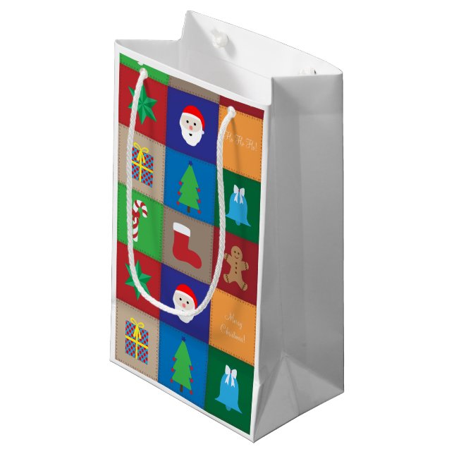 Christmas Pattern Small Gift Bag - Colorful (Front Angled)