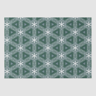 Christmas Pattern Snowflakes Green White Tissue Paper