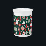 Christmas pattern snowman santa trees green decor beverage pitcher<br><div class="desc">Christmas decor snowman Christmas trees Christmas ornaments lovely snowmen lovely cute Christmas pattern looks great for the holiday season for gifting and and room decor. Great on gift wrapping paper gift boxes gift wrapping sheets. Lovely design for home decor ornaments Christmas tree decor cute design for anything you need about...</div>