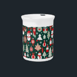 Christmas pattern snowman santa trees green decor beverage pitcher<br><div class="desc">Christmas decor snowman Christmas trees Christmas ornaments lovely snowmen lovely cute Christmas pattern looks great for the holiday season for gifting and and room decor. Great on gift wrapping paper gift boxes gift wrapping sheets. Lovely design for home decor ornaments Christmas tree decor cute design for anything you need about...</div>