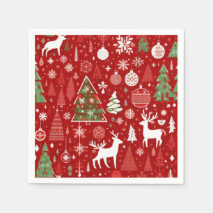 Christmas pattern snowman santa trees grey decor napkins