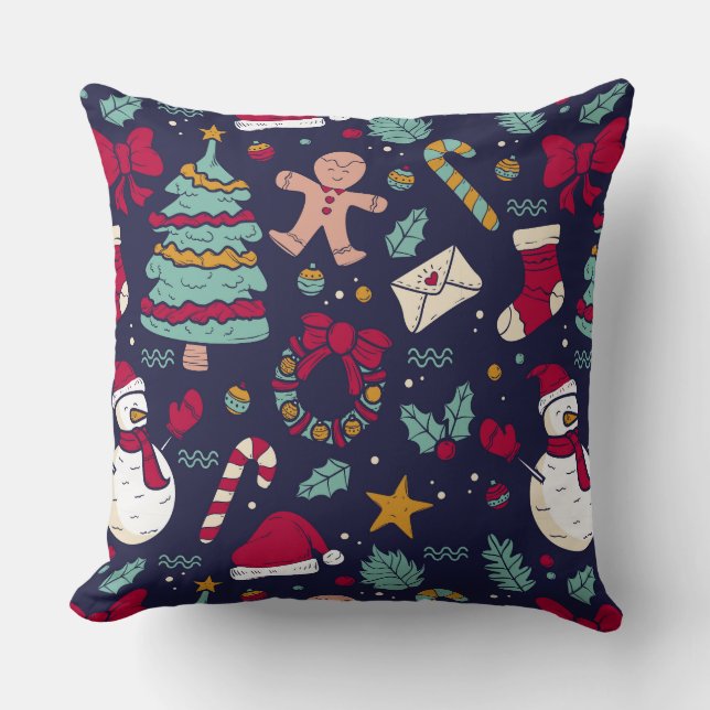 Christmas Pattern Throw Pillow (Front)