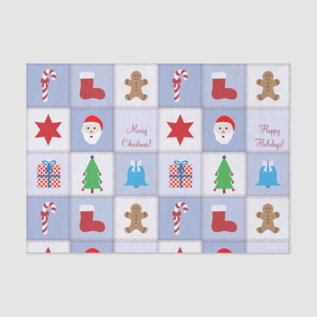 Christmas Pattern Tissue Paper - Blue (Front)