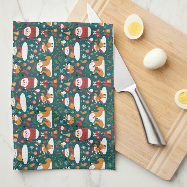 Christmas pattern to tile kitchen towel (Quarter Fold)