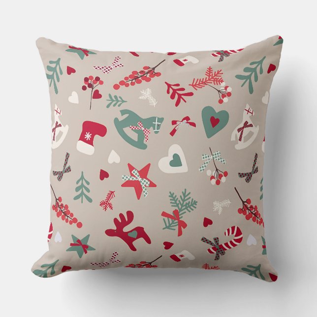 Christmas Pattern Tree Sparkle Throw Pillow (Front)