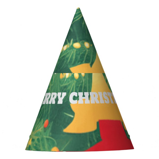 Christmas pattern tree with decorations Party Hat (Front)