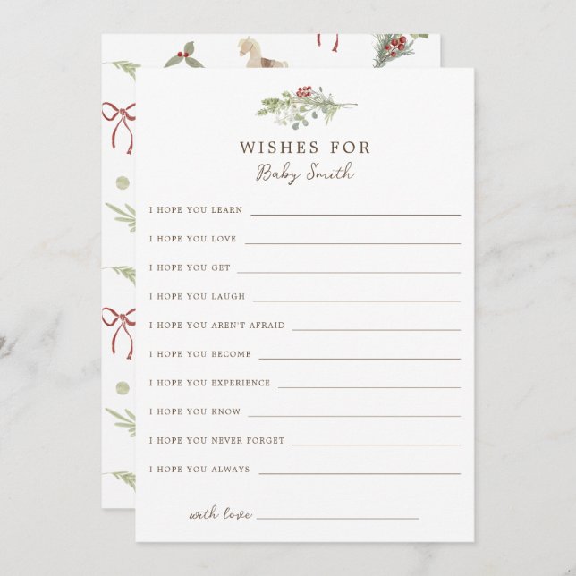 Christmas Pattern Wishes For Baby Card (Front/Back)