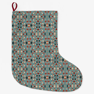 Christmas pattern with blue background large christmas stocking