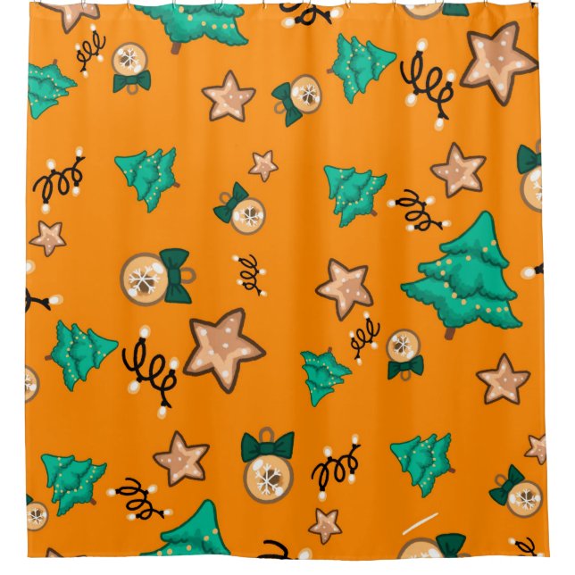 Christmas pattern with candles, Tangerinesbackgrou Shower Curtain (Front)