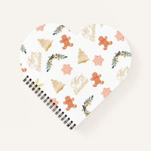 christmas pattern with christmas tree cookies    notebook