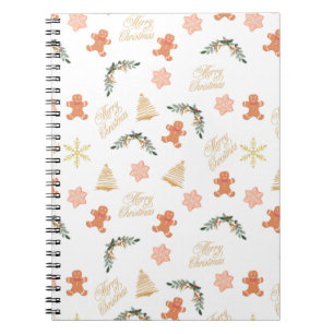 christmas pattern with christmas tree cookies    notebook