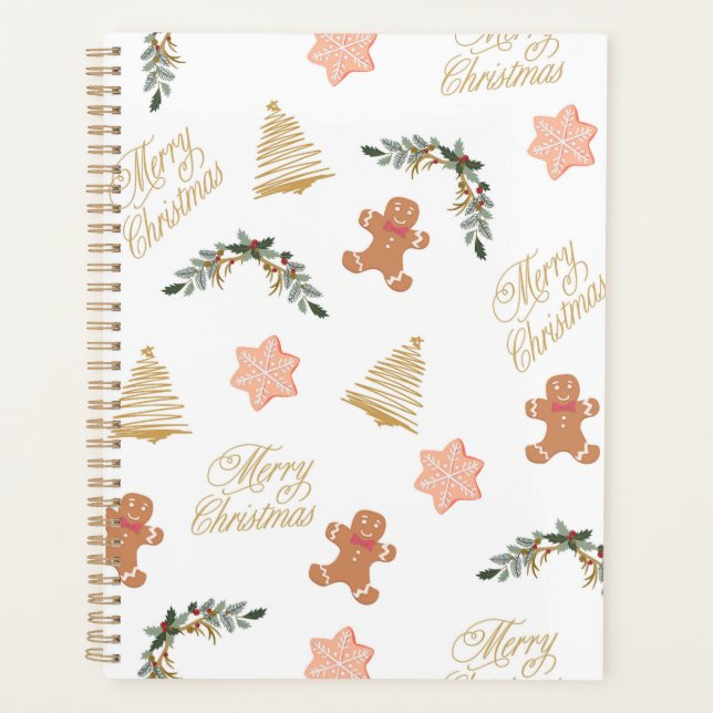 christmas pattern with christmas tree cookies    planner (Front)
