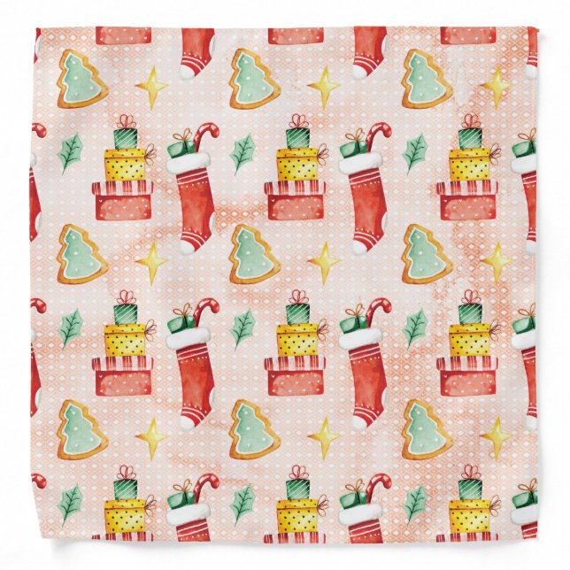 Christmas Pattern With Gifts Bandana (Front)