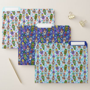 Christmas Pattern With Nutcracker And Snowflakes File Folder
