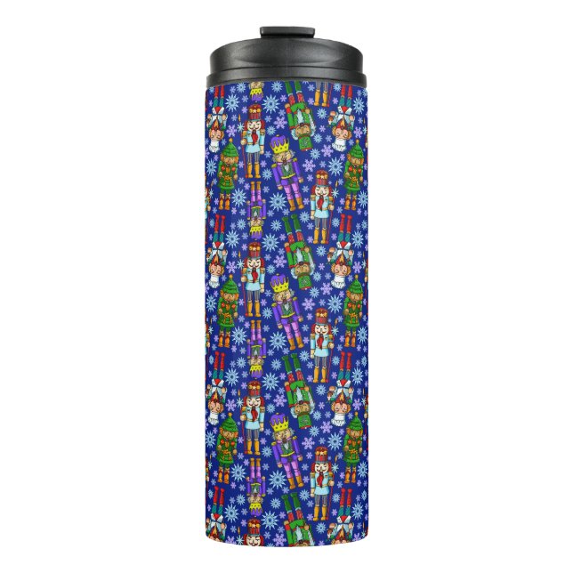Christmas Pattern With Nutcracker And Snowflakes Thermal Tumbler (Front)