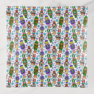 Christmas Pattern With Nutcracker And Snowflakes Trinket Tray