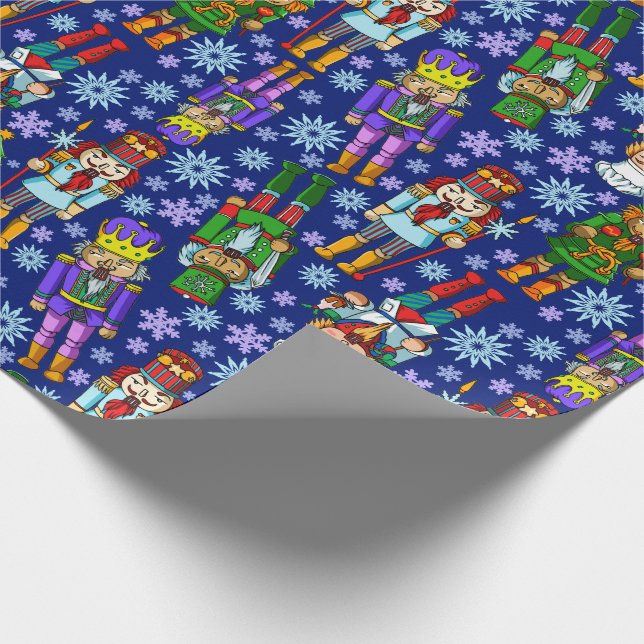 Christmas Pattern With Nutcracker And Snowflakes Wrapping Paper (Corner)