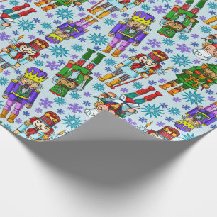 Christmas Pattern With Nutcracker And Snowflakes Wrapping Paper