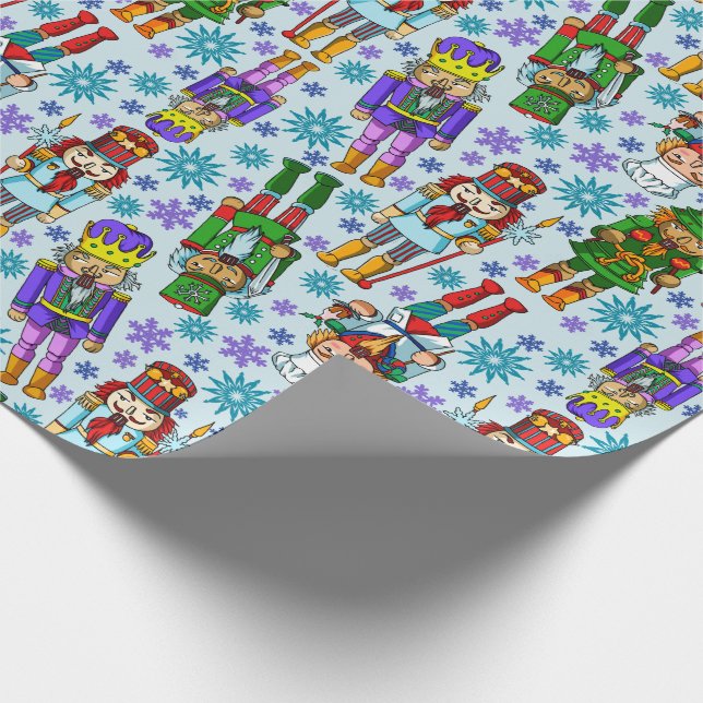 Christmas Pattern With Nutcracker And Snowflakes Wrapping Paper (Corner)