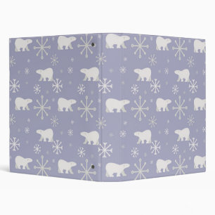 Christmas pattern with polar bears and snowflakes 3 ring binder
