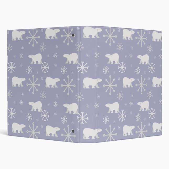 Christmas pattern with polar bears and snowflakes 3 ring binder (Background)