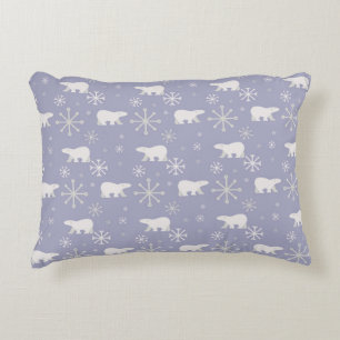 Christmas pattern with polar bears and snowflakes accent pillow
