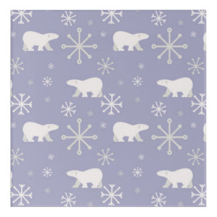 Christmas pattern with polar bears and snowflakes acrylic print