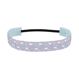 Christmas pattern with polar bears and snowflakes athletic headband