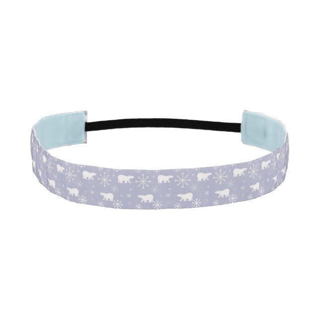 Christmas pattern with polar bears and snowflakes athletic headband (Front)