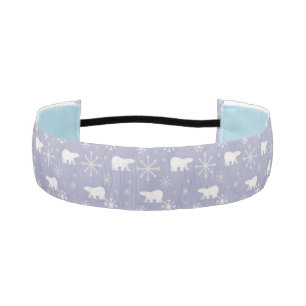 Christmas pattern with polar bears and snowflakes athletic headband