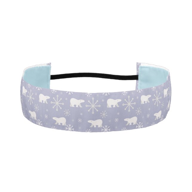 Christmas pattern with polar bears and snowflakes athletic headband (Front)
