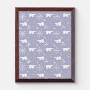 Christmas pattern with polar bears and snowflakes award plaque