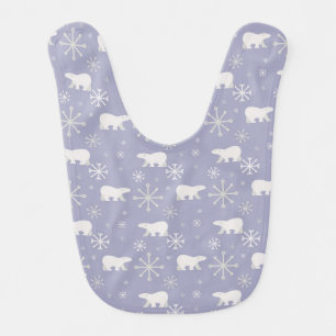 Christmas pattern with polar bears and snowflakes baby bib